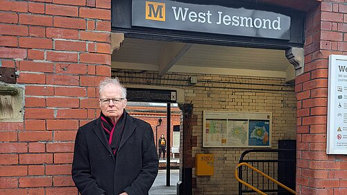 Gerry Keating outside West Jesmond Metro Station