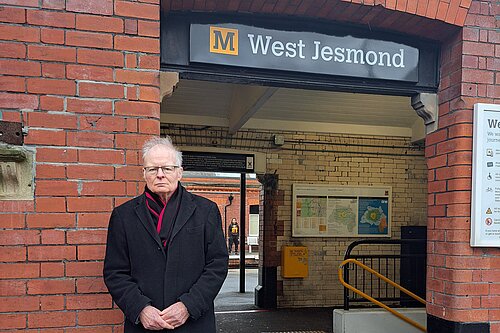 Gerry Keating outside West Jesmond Metro Station