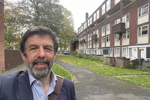 Gareth Kane outside St Ann's, Battlefield