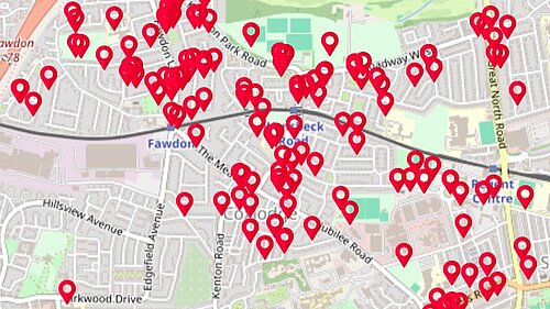 Map of Fawdon and West Gosforth