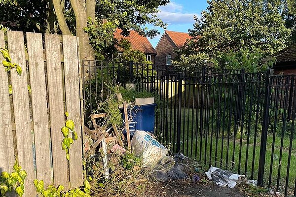 Picture of fly tipping at Carsdale Road Garages