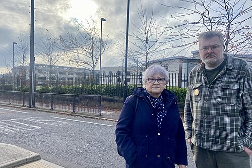 Greg and Doreen outside Jesmond Park Academy