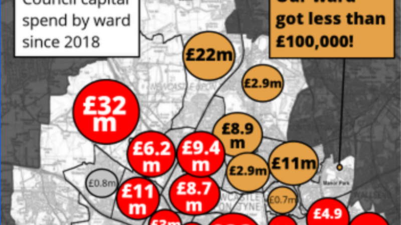 map showing ward spending