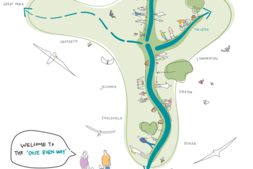 Schematic map of Ouseburn Way