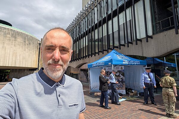 Cllr Steve Psallidas exploring the stalls at the Armed Forces Day event at Civic Centre