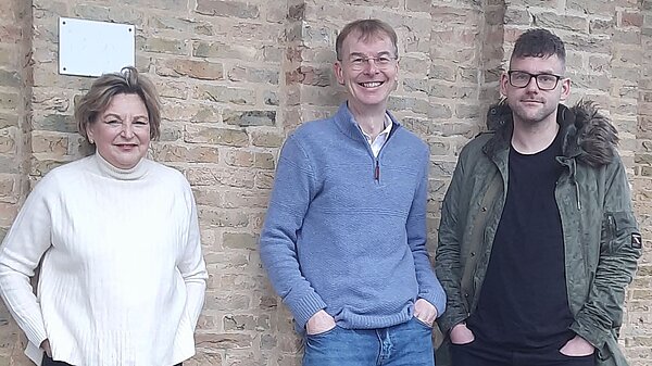 Jude Mark and Andrew outside the pavillion in Heaton Park