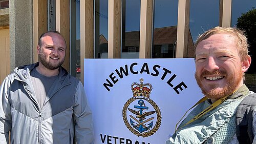 Cllr Rob & Colin outside Newcastle Veterans Hub