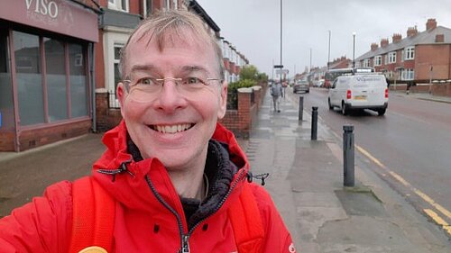 Mark and the site where the phone box used to stand