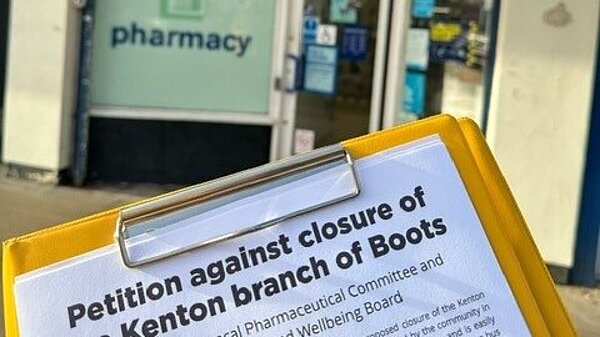Save Boots in Kenton Petition form outside Boots - Kenton