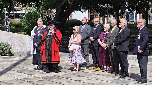 Lord Mayor Henry Gallager stood with other Lib Dem councillors outside Civic Centre on Armed Forces Day 2026